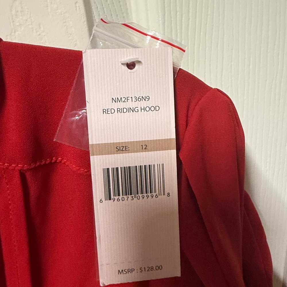 NWT Nanette Lepore Red Riding Hood Pleated Tie Waist A-Line Crepe Midi Dress - Picture 8 of 11